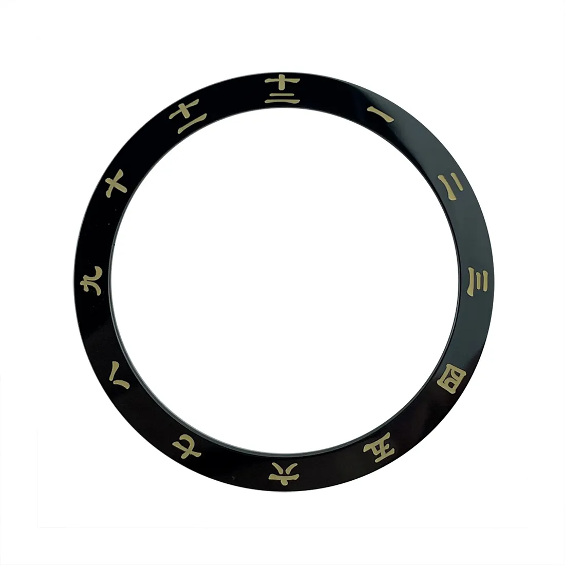 38mm Black Ceramic Bezel Insert Dual Time Kanji with C3 Lume